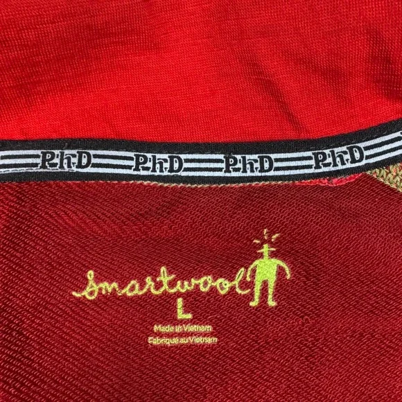 Smartwool PhD Merino Wool Blend Full Zip Jacket Mens Large Gray Red Performance - Picture 4 of 16